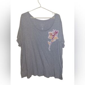 Addition Elle In Every Story Boyfriend Tee With Flowers Size 2X